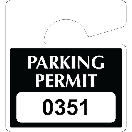 Lustre-Cal Laminated Hanging Parking Permit Black 3in x 2.75in  30mil Plastic Serialized 351-400, 50PK 253813301K0351